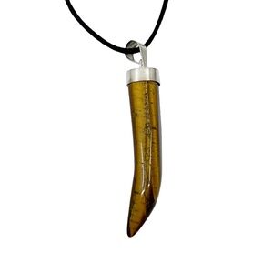 Oversize Sterling silver tiger eye tooth pendant - GM429